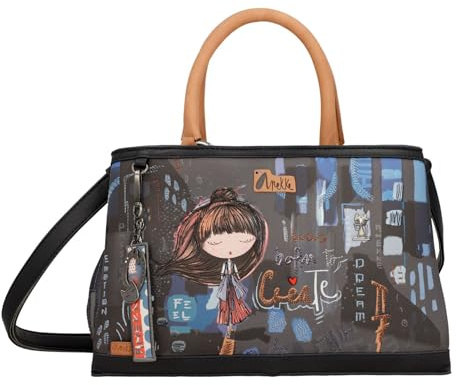 Anekke - Bolso Bowling de Mujer - Bolso Polipiel con 2 Asas de Mano y Bandolera - Bolso de Hombro con Cierre de Cremallera Contemporary - Accesorios y Complementos Mujer - Medidas 30x19x12cm