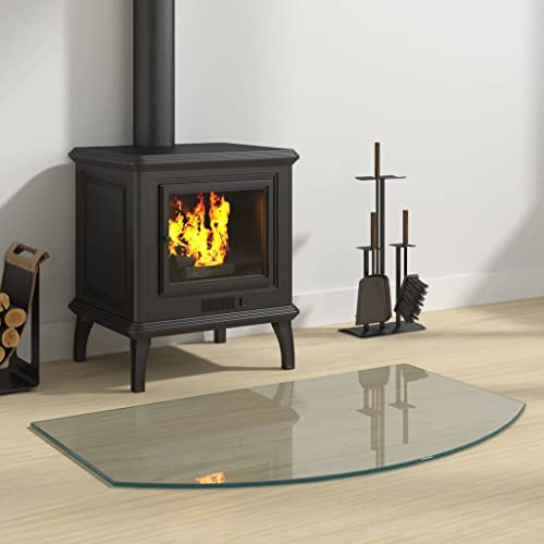 Toshilian Kaminmatte, Feuerschutzplatte, Glas Hartglas, Modern, Transparent, 80 x 50 cm, Poliert