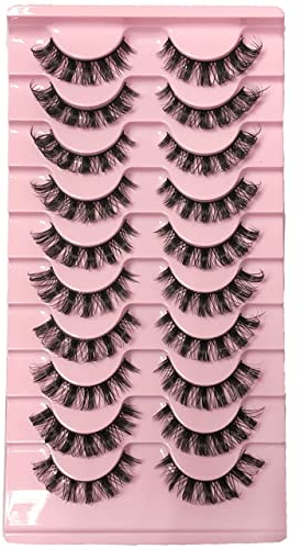 10 Paare 3D Falsche Wimpern - Künstliche Wimpern D Curl Lashes - Wimpern Fake Lashes Natural Look Russian Strip Lashes - Curly Cat Eye Lashes Full Volume Falsche Wimpern (DH06-2)