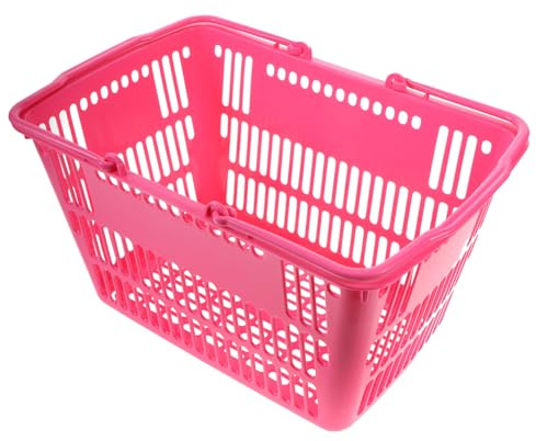 Anneome Cesta Adecuado Compra y Organización Rosa de Almacenamiento de Plástico para Uso Comercial Diseño Grueso y Asa para Fácil Transporte en Hogar u Oficina