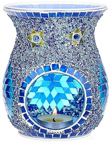 Quemador de aceite esencial de cristal, quemador de cera derretida, difusor de aroma de aromaterapia, portavelas de té, decoración del hogar para decoración de mesa, fiesta de inauguración de la casa