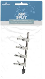 NatureHolic Air Split – effektiv luftfördelning för akvariet | För optimal syreförsörjning i små och stora akvarier och akvarier | slangstorlek 4/6 mm | 4 utgångar
