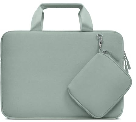 MOSISO Housse Ordinateur 13 Pouces avec Petite Valise Détachable | Compatible avec MacBook Neo/Air/Pro,Neoprene Sac Porte-Documents,Vert Antique