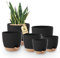 Bamworld Flower Pots Set of 6 Self-Watering Black 12.7 cm/14 cm/15.2 cm/16.5 cm/17.8 cm/20.3 cm Flower Pot Plant Pot with Saucer, Propagation Pots, Indoor Plants, Windowsill Decoration