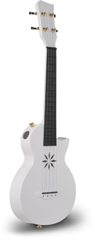 25 Tums Ukulelesats, Bärbar Kolfiberukulele med Bärväska för Nybörjare Vuxna Tonåringar Professionellt Stränginstrument (Vit)