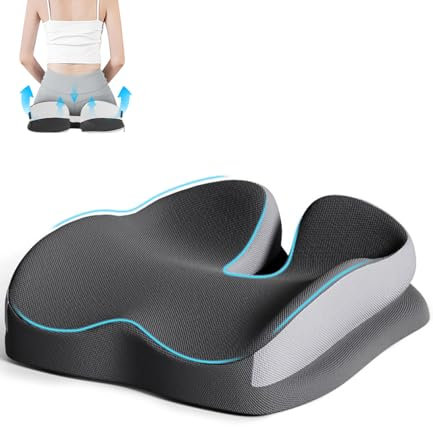 Coussin Coccyx,Coussin Chaise Coussin Coccyx orthopédique Assise Ergonomique Mousse à Mémoire,Grand Coussin Chaise Bureau pour Soulager Douleurs, Hanches et Coccyx, Fauteuil Roulant et Voiture