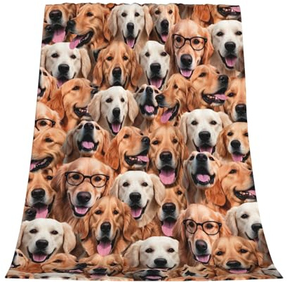 Gelasgo Golden Retriever Coperta in flanella ultra morbida, accogliente, calda, leggera, regalo per adulti e bambini, lavabile in lavatrice, 76 x 100 cm