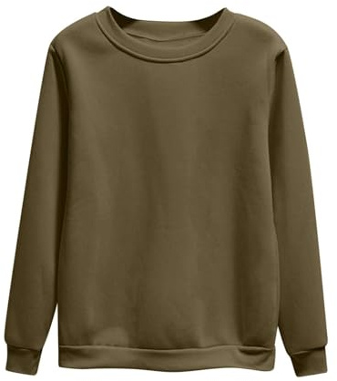 Sweat-shirt à col rond pour femme - Pull de couleur unie - Haut décontracté sans capuche - Coton bio durable - Tissu éponge - Minimal - Armoire basique, GN3., XL
