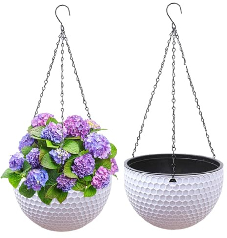 Jorzer 2 macetas Colgantes para Plantas de 16, 5 cm autorriego para Cultivo hidropónico/de Suelo con Orificio de Drenaje para jardín e Interior.