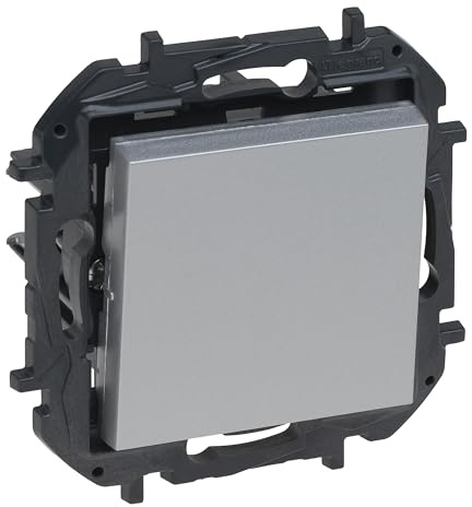 LEGRAND Interruptor o conmutador componible 10AX para instalación empotrada, Gama Niloé Step, Color Aluminio, 398221B