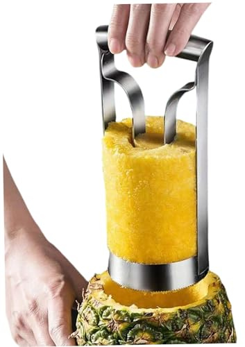 Évideur d'ananas, coupe-ananas en acier inoxydable et dissolvant de noyau de fruits pour la cuisine, facile à créer des anneaux et efficace