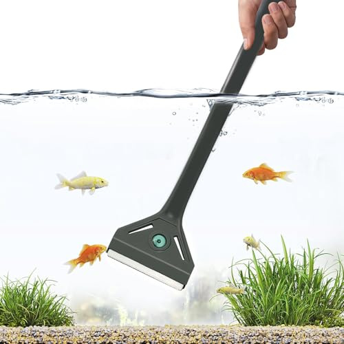boxtech Aquarium Algae Scraper, 2 in 1 Fish Tank Cleaner Kit with Replacement Blade, Suitable for Small Fish Tanks