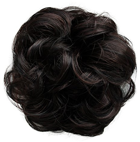 CAISHA Haarteil Haargummi Hochsteckfrisuren Brautfrisuren Voluminös Gelockt Unordentlich Dutt Kunstfaser DM15cm Dunkelbraun Mix G33A