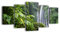 Leinwandbild Dschungel Wasserfall LW115 Wandbild, Bild auf Leinwand, 5 Teile, 210 x 100 cm, Kunstdruck Canvas, XXL Bilder, Keilrahmenbild, fertig aufgespannt, Bild, Holzrahmen, Natur, Urwald, Wasserfall