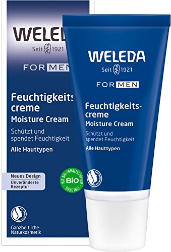 WELEDA Bio FOR MEN Feuchtigkeitscreme – erfrischende Naturkosmetik Pflegecreme für trockene und empfindliche Männer Haut im Gesicht, zieht schnell ein und fettet nicht (1 x 30 ml)