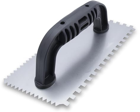 MARSHALLTOWN QLT Economy Notched Trowels, Double Notch Trowel Style, Square & V-Shaped Notch Shapes, 1/4 x 1/4 x 1/4 & 1/4 x 3/16 Notch Sizes, 9 x 4 in Blade Size, Angled Blade, Made In The USA, 207