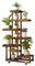 Estantería para Macetas Bastidor para Macetas Soporte para Flores y Planta Hierbas con Ruedas Exterior Interior Jardín Escalera Estantería de Madera Decoración Exposición