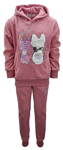 Girls Fashion Mädchen Nicki Sweatanzug, Freizeitset, Kapuzen Pullover + Jogginghose in Rosa, Gr. 104, MF255.4