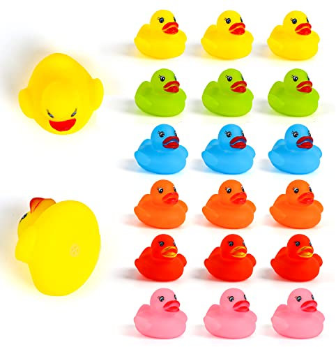 SULOLI Rubber Ducky Bath Toys,18PCS Water Duck Toys for Paddling Pool Mini Bath Ducks for Kids