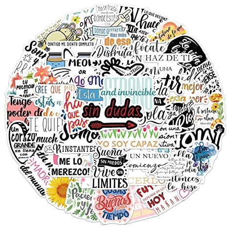 Andiker 50 pegatinas con citas inspiradoras, pegatinas motivacionales impermeables para álbumes de recortes, portátiles, botellas de agua (escritura)