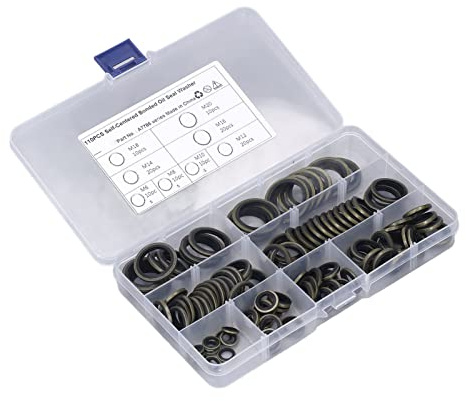 SEAFRONT 110 Pcs Oil Seal Washer Kit - M6 to M20, Metal & Rubber, Sealing, Round, High Temp & Chemical Resistant