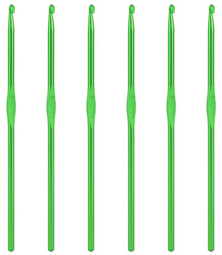 6Pcs 4mm Aluminum Crochet Hook, Knitting Needles Craft Yarn, Crochet Hook for DIY Craft, Gold Crochet Needles for Knitting Scarf(Green)