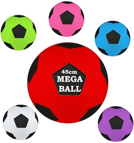 D.A.Y. Republic 45cm Giant Garden Inflatable Mega Football - Beach Fun Toy | 45cm large inflatable ball, soft microfibre cover, cuddly toy, suits garden balls play, pool and beach use