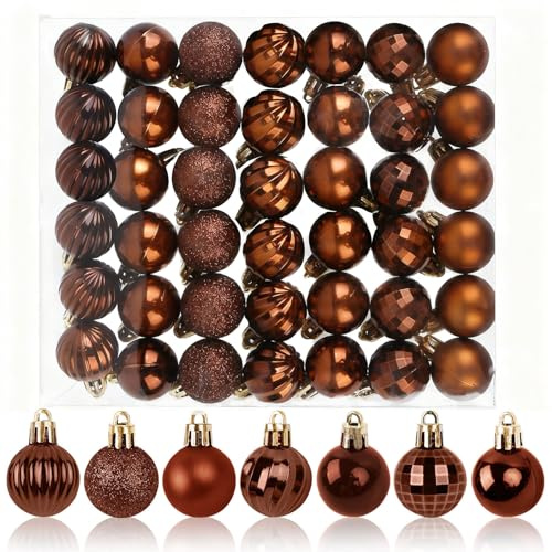 42 Stück Weihnachtskugeln Braun, 3CM Christbaumkugeln Kunststoff Bruchsicher Weihnachtsbaumkugeln Christbaumschmuck Christbaumkugeln für Weihnachtsbaum Neujahr Festival Ornamente