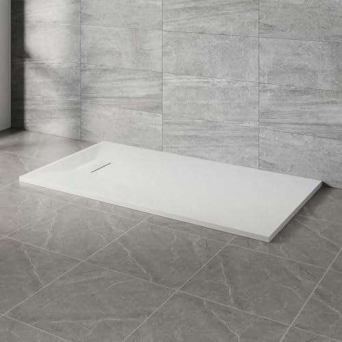 NRG 1500x800mm SMC Rectangle Shower Tray White Slip-Resistance Bathroom Shower Base Easy to Clean