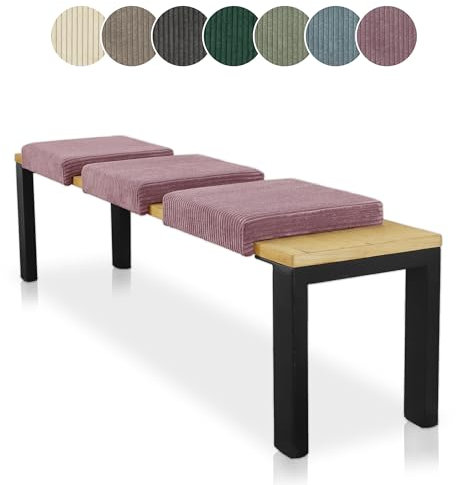 Lycce Bankauflage Klemmkissen 1 Leiste Cordstoff extra Polsterung, Banktiefe ab 35 cm (Altrosa)