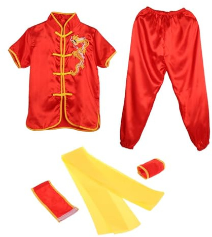 Suammiitstrieadea Ropa tradicional china de Wushu para adultos, niños, mujeres, hombres, niñas y niños Rojo 180