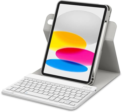 Bettdow Funda con Teclado para iPad 11 Generación A16 2025/iPad 10 Generación 2022 (11/10.9 Pulgada), Uso Vertical/Horizontal, Desmontable Español Ñ Teclado con Funda para iPad 10/11 Gen, Gris