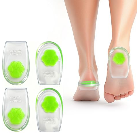 2 Pares Talóneras de Silicona para Fascitis Plantar y Espolón Calcáneo - Almohadillas para Talón Suaves Hombre y Mujer, Plantillas Gel Anti-Dolor, Protector Talón Reutilizable para Zapatos