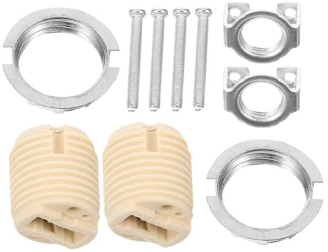 DOITOOL 2pièces Douille Céramique Lot De Supports Filetés Avec Anneau Métallique Résistante Pour Remplacement Douilles Ampoules Compatible Sécurisée Pour Kits De Lampe Diy