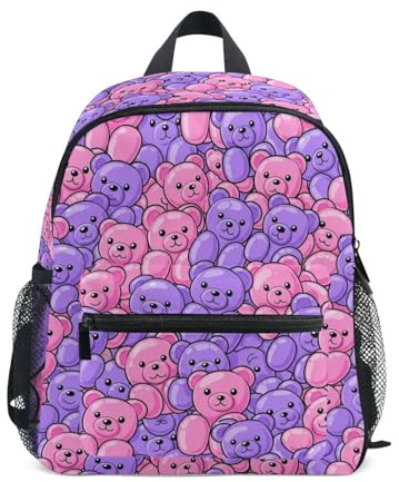 JUNZAN Småbarnsryggsäck gummibjörnar ryggsäckar för pojkar flickor förskola ryggsäck liten barn bokväska blå rosa åldrad 3-8