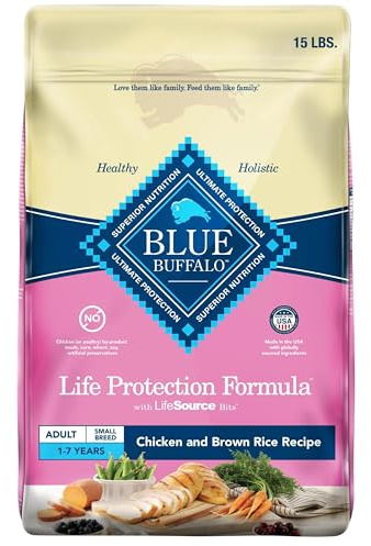 Blue Buffalo Life Protection Formula Adult Small Breed Dry Dog Food, Supports High Energy Needs, Made with Natural Ingredients, Chicken & Brown Rice Recipe, 15-lb Bag