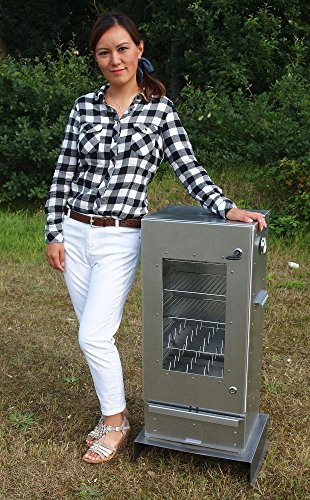 Smoki, Forno di affumicatura, in lamiera di acciaio alluminato a caldo, con piastra, 85 x 39 x 33 cm