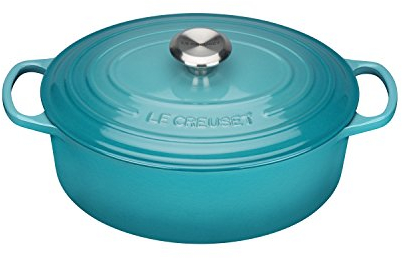 Le Creuset Signature Gusseisen-Bräter mit Deckel, Ø 27 cm, Oval, Für alle Herdarten und Induktion geeignet, Volumen: 4,1 l, 4,425 kg, Karibik, 21178271702430