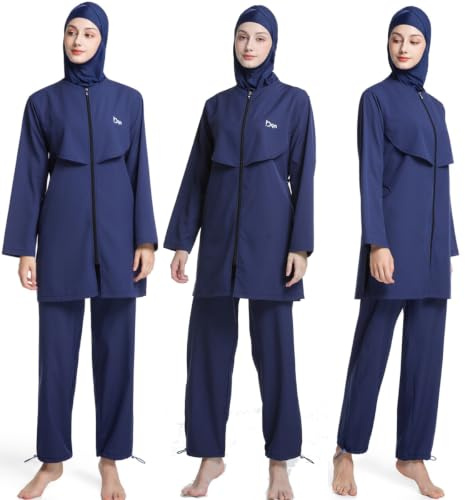 ziyimaoyi - Bañador modesto con hiyab desmontable, traje de baño islámico para mujer, bañador musulmán de longitud completa