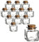 gouveo 12er Set Gewürzgläser 50 ml eckig mit Korken - Mini Korkengläser mit Korkverschluss - Leere Vorratsgläser für Kräuter, Gewürze, Basteln, Geschenke - Kleine Glasdose (KGE050)