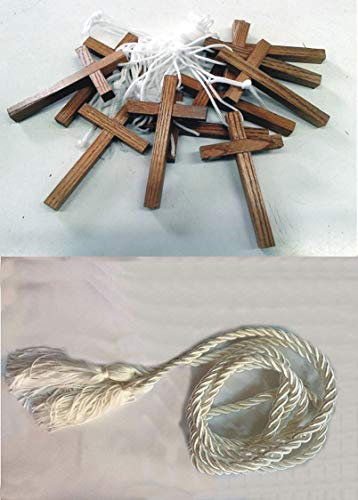 Croce in Legno con Laccetto e CINGOLO Avorio Prima Comunione Artigianale