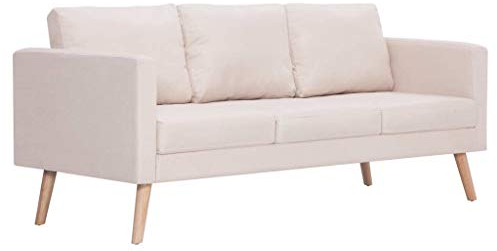 Tidyard Schlafsofa Mit Rückenkissen & Sitzkissen, 3 Sitzer Sofa Couch 168 x 70 x 73 cm,Küchensofa, Bettsofa Schlafsofa Polstersofa Couchgarnitur Creme