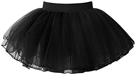 FEESHOW Baby Mädchen Tutu Rock Prinzessin Tüllrock Minirock Baby Fotoprops Reifrock Ballettrock für Fotografie Geburtstag Party Schwarz C 80-116/1-6 Years