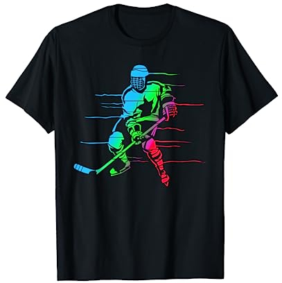Love Ice Hockey Designs Hobby - Eishockeyspieler, buntes Design, Hobby-Eishalle T-Shirt, Unisex, S, Kurzarm, Colorful, Klein, EU 15, 1 Count, Erwachsene, Herren, Damen, Unisex Kinder, Sports/T-Shirts