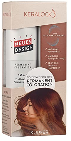 KERALOCK Permanent Coloration Kupfer, Mehrmals Verwendbar, Färben und Nachfärben, Ohne Anmischen, Bis zu 4 Monate Wiederverwendbar, Zuverlässige Grauabdeckung