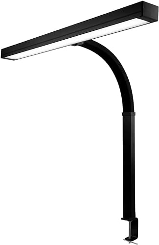 Neatfi (Neues Modell) schlanke, moderne LED-Schreibtischlampe mit Klemme, 3.000 Lumen, 3000K-6500K, dimmbar, 5 Helligkeitsstufen, 5 Lichtmodi (71 CM, Schwarz)