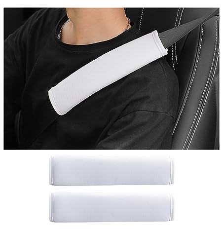 JNNJ 2 Piezas Hombreras Universales Para Cinturón De Seguridad, Suave Comfort Cinturón De Seguridad Hombro Correa Cubiertas, Cubiertas Almohadillas Para Adultos Y Niños Para Sedán Camiones(Blanco)