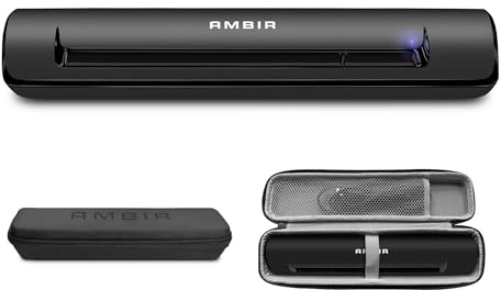 Ambir TravelScan Pro Go Bundle Portable USB Powered Compact Document, Business Card and Receipt Scanner for Windows PC's with Hard Shell Travel Case PS600-GO
