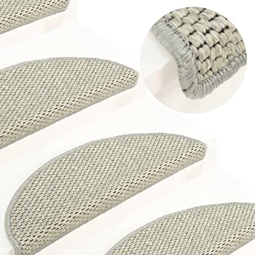 ShGaxin Självhäftande matta Sisal Trappa 15 st Grå 65 x 21 x 4 cm, Trappmattor, Halkfria Trappor Matta - SPU:326875