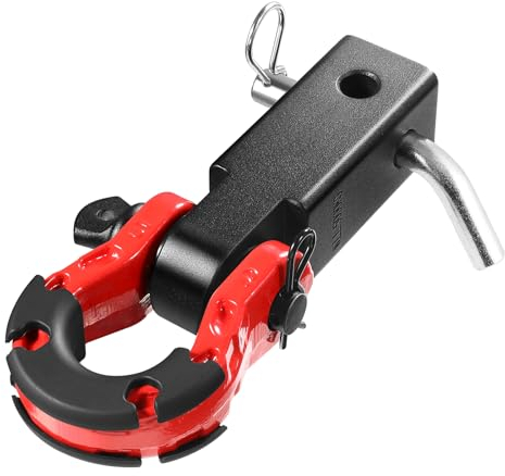 VEVOR Shackle Hitch Receiver, Fits 2 Receivers, 65900 lbs Breaking Strength, D Ring Shackle with Trailer Hitch Lock Pin, Heavy Duty Towing Accessories for Trucks, Jeeps, Off-Road Vehicle Recovery
